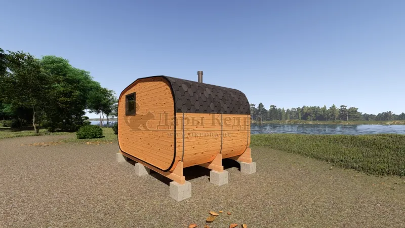 Овальная-Окта баня-бочка из кедра 4х2,2 метра